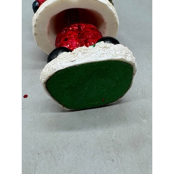 Santa Claus Bobble head Figurine Glittered Holding Gifts Wreath Decoration READ - Picture 8 of 8